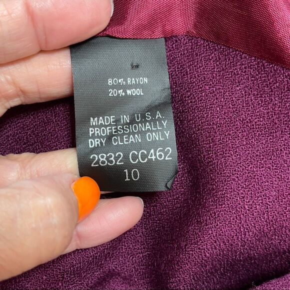 Casual Corner Maroon Round Neck Long Sleeve Blouse Size 10 - Picture 13 of 14